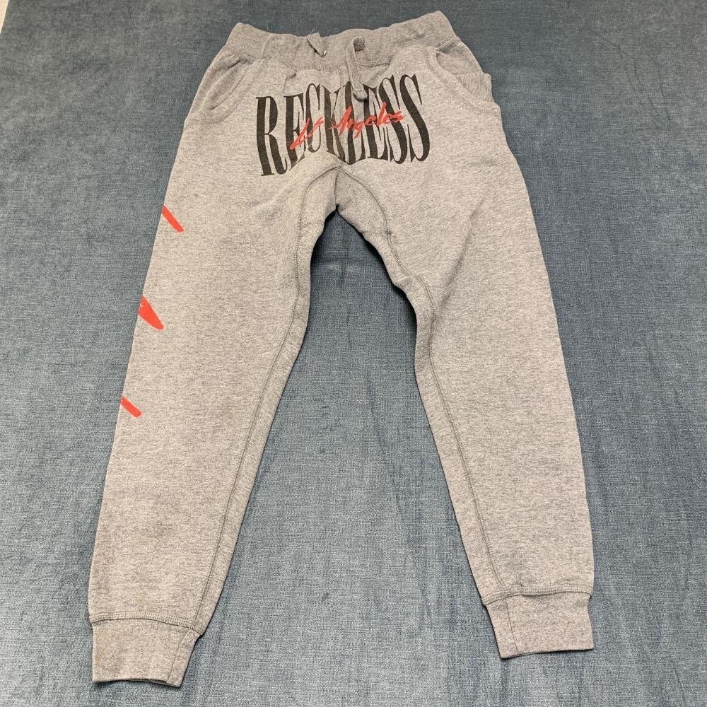 Young & Reckless Sweatpants Men Small Gray Cotton Los Angeles Graphic Drawstring
